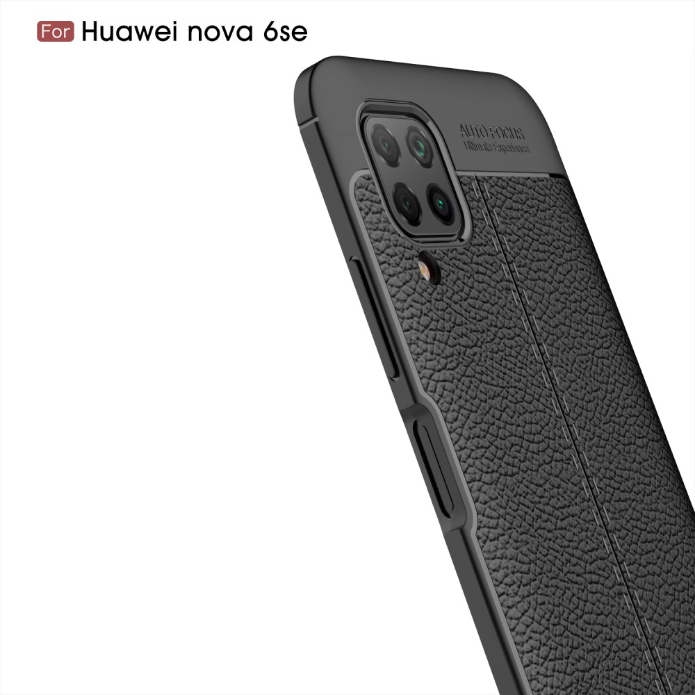  Huawei P40 Lite - Litchi Läderskal - Svart