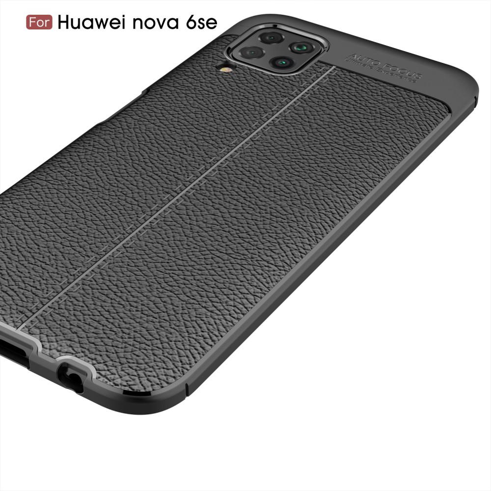  Huawei P40 Lite - Litchi Läderskal - Svart