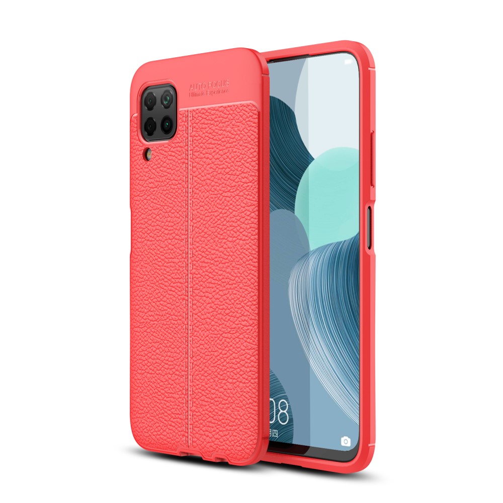  Huawei P40 Lite - Litchi Läderskal - Röd