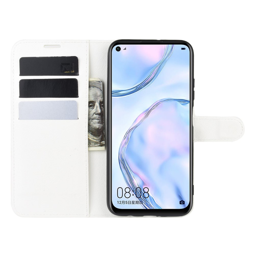  Huawei P40 Lite - Litchi Plånboksfodral - Vit