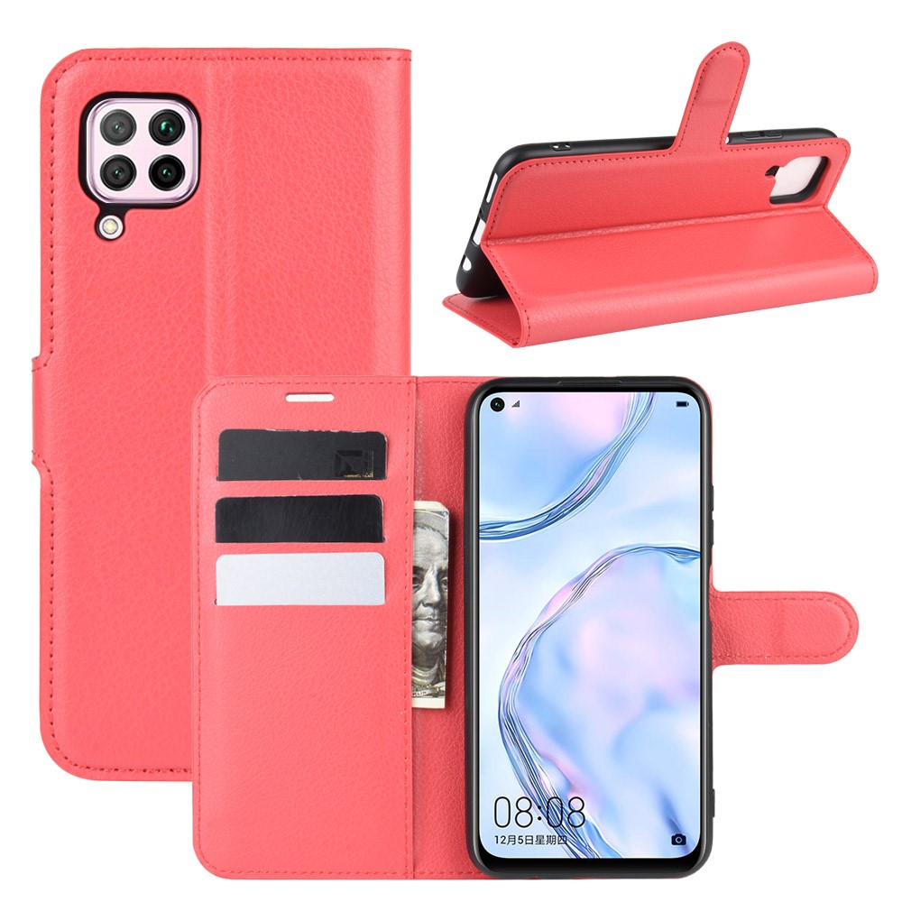  Huawei P40 Lite - Litchi Plånboksfodral - Röd