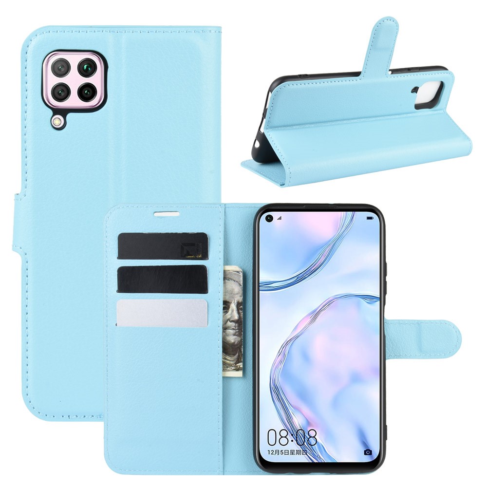  Huawei P40 Lite - Litchi Plånboksfodral - Ljus Blå