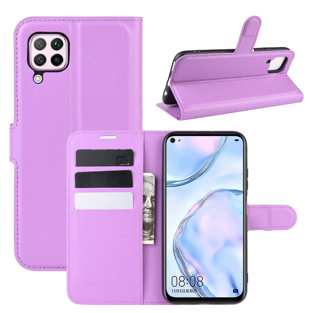  Huawei P40 Lite - Litchi Plånboksfodral - Lila