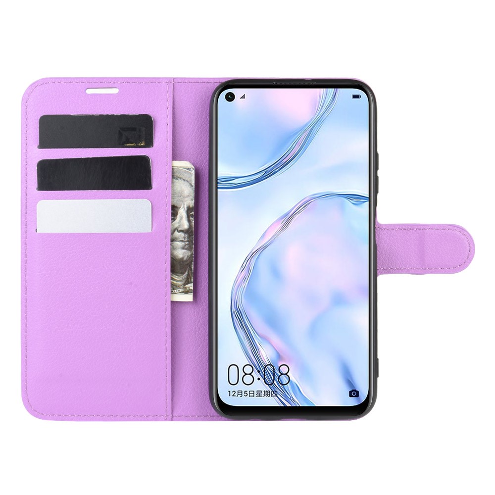  Huawei P40 Lite - Litchi Plånboksfodral - Lila