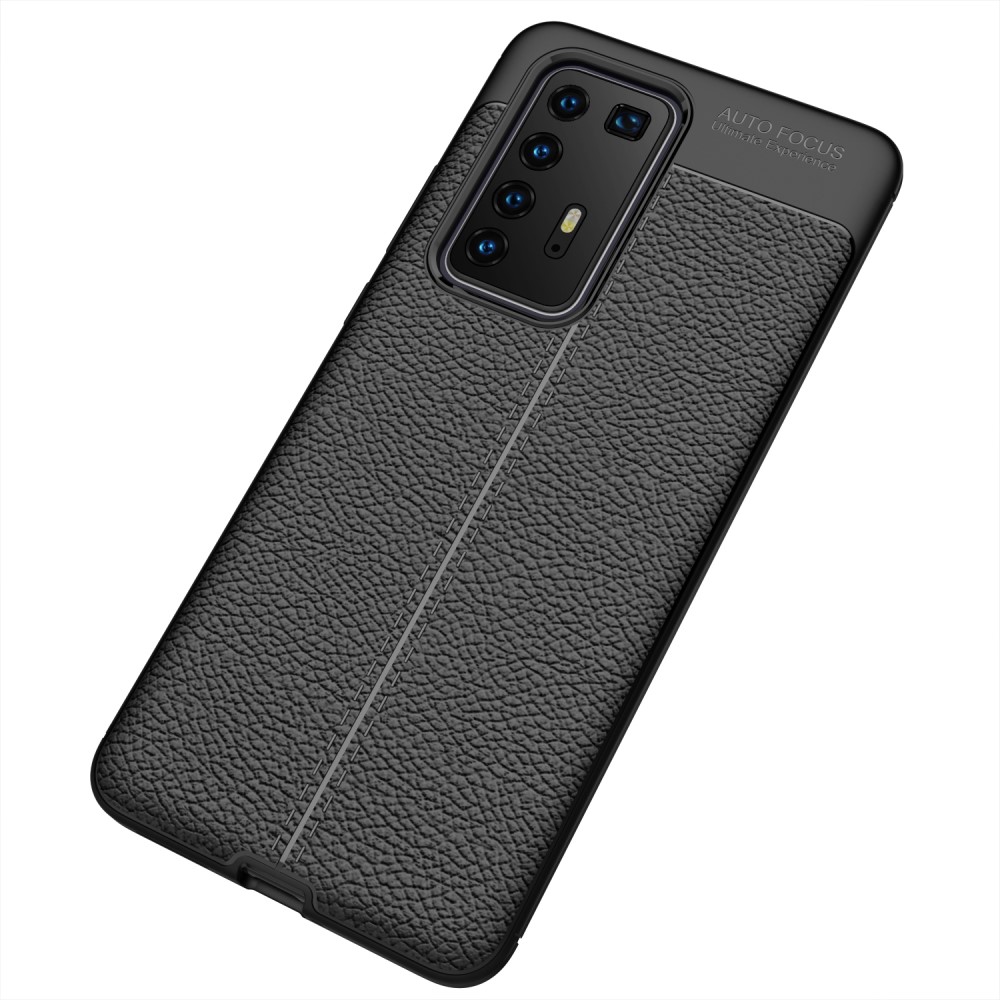  Huawei P40 Pro - Litchi Textur Skal - Svart