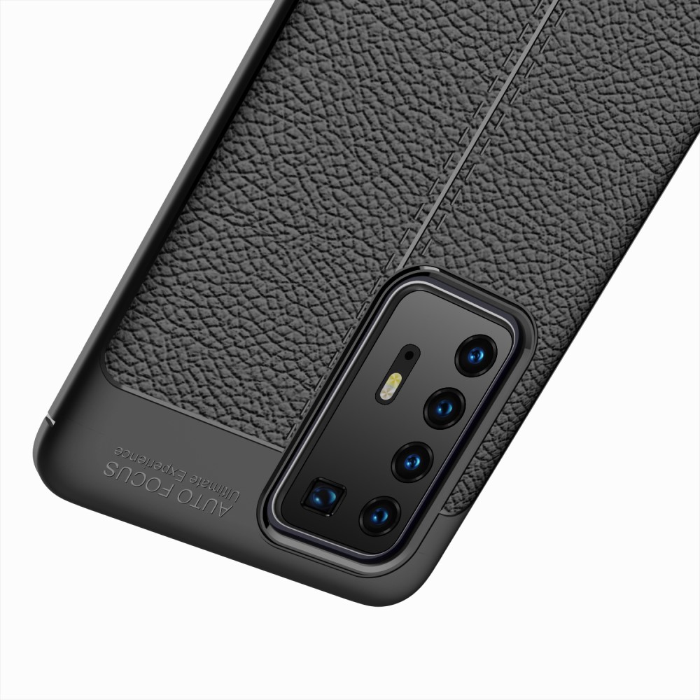  Huawei P40 Pro - Litchi Textur Skal - Svart