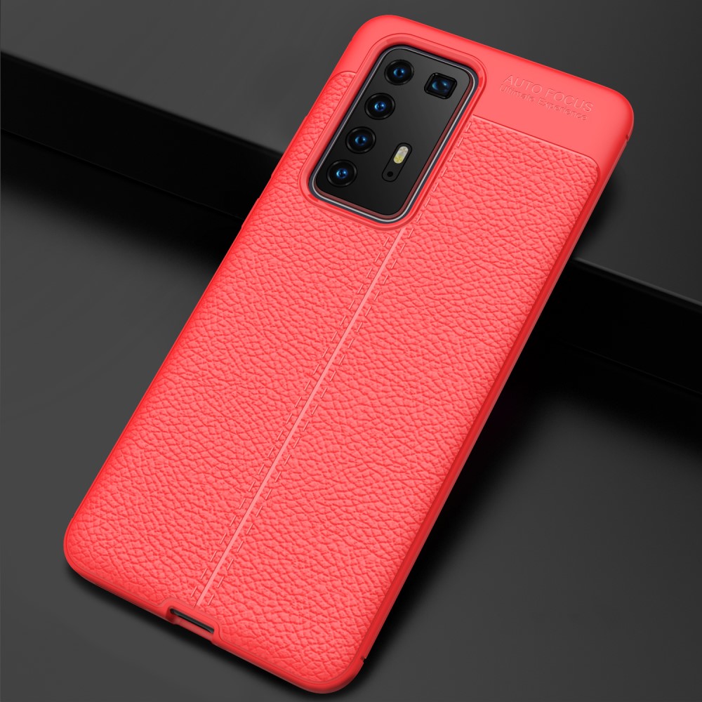  Huawei P40 Pro - Litchi Textur Skal - Röd