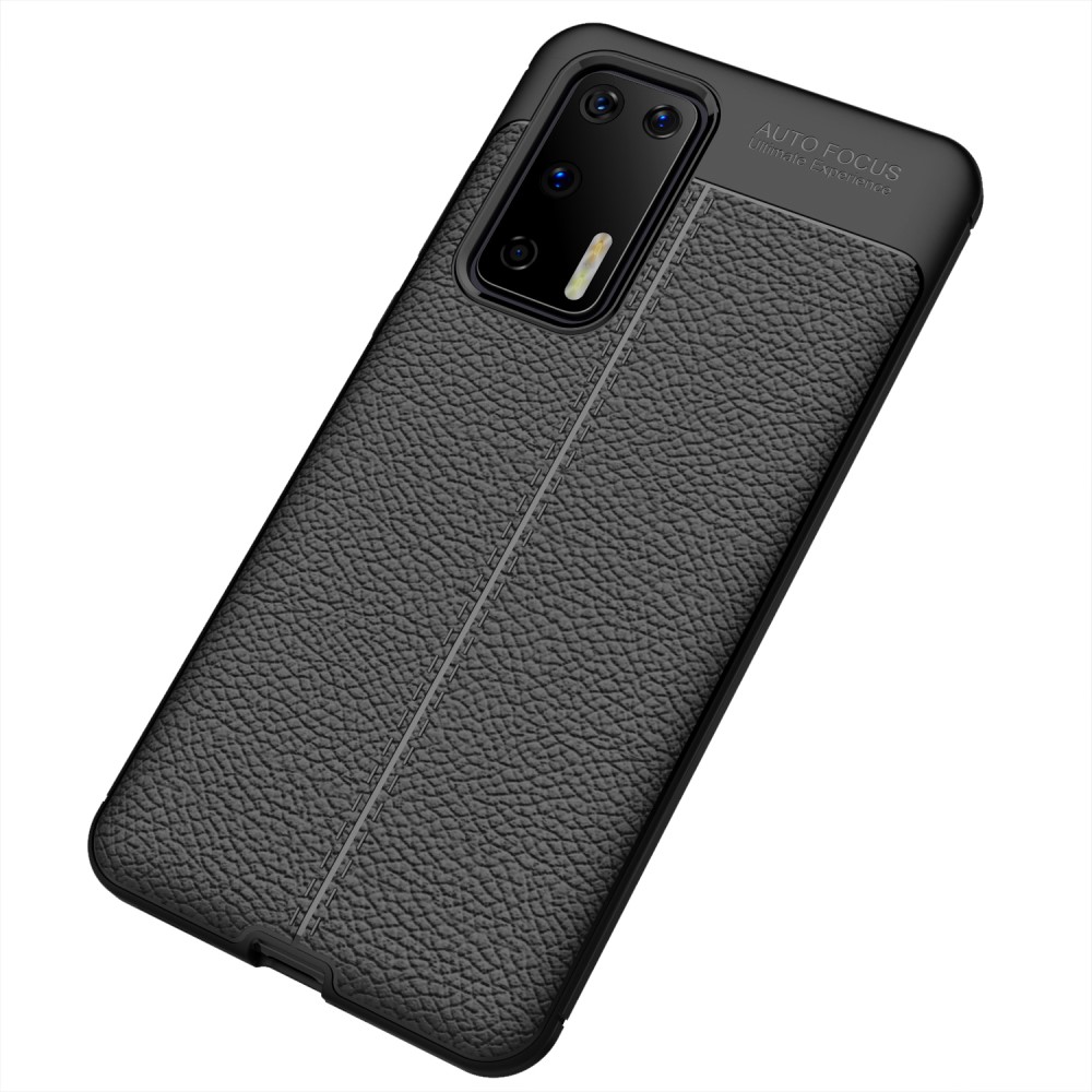  Huawei P40 - Litchi Textur Skal - Svart