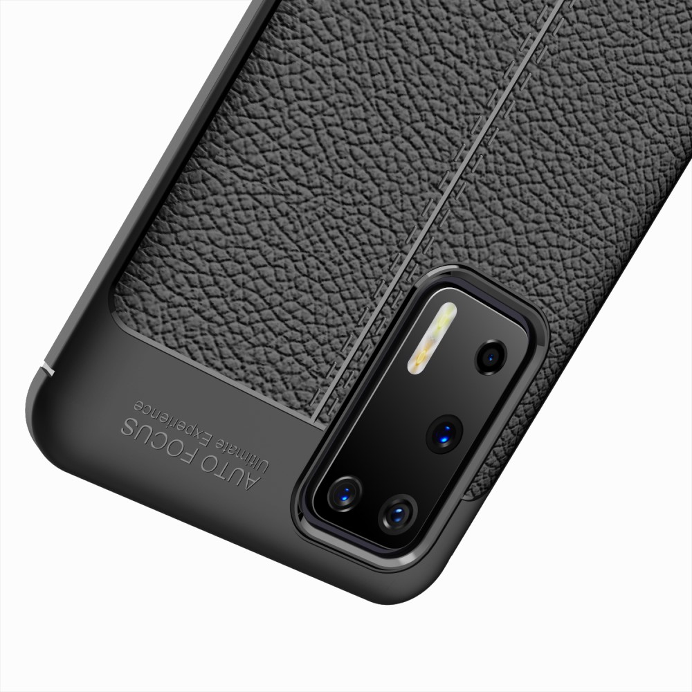 Huawei P40 - Litchi Textur Skal - Svart