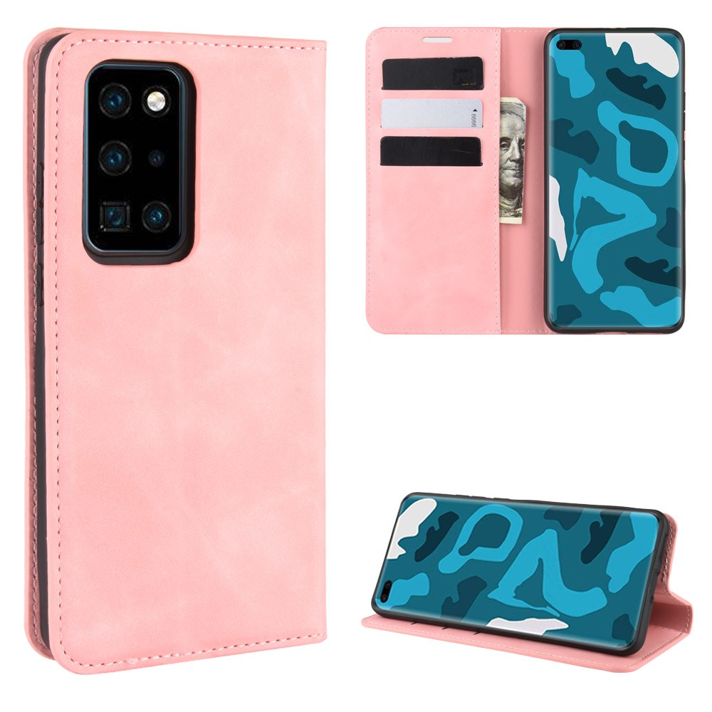 Huawei P40 Pro - Silkeslent Plånboksfodral - Ljus Rosa