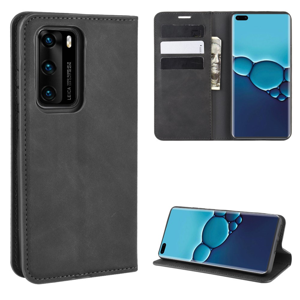  Huawei P40 - Silkeslent Plånboksfodral - Svart