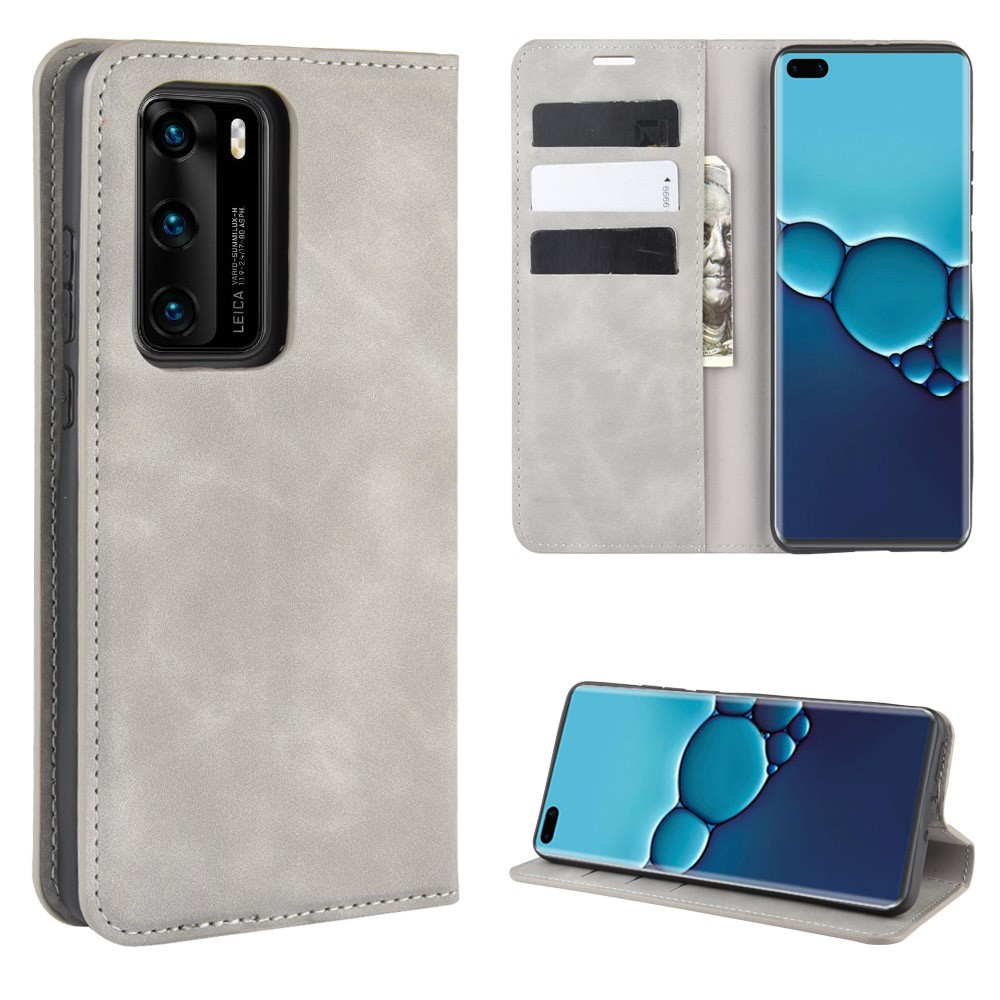  Huawei P40 - Silkeslent Plånboksfodral - Grå