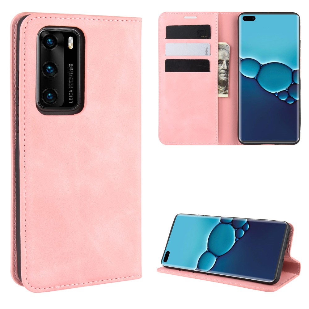  Huawei P40 - Silkeslent Plånboksfodral - Ljus Rosa