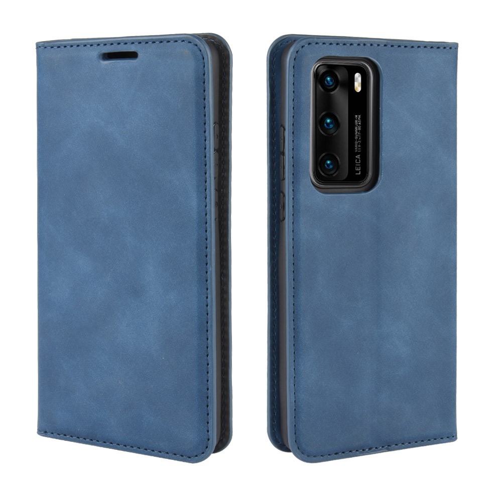  Huawei P40 - Silkeslent Plånboksfodral - Mörk Blå