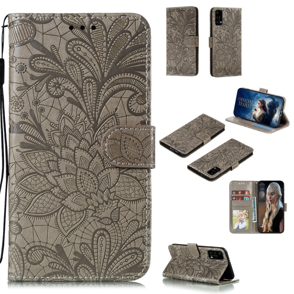  Huawei P40 - Blommigt Mönster - Grå