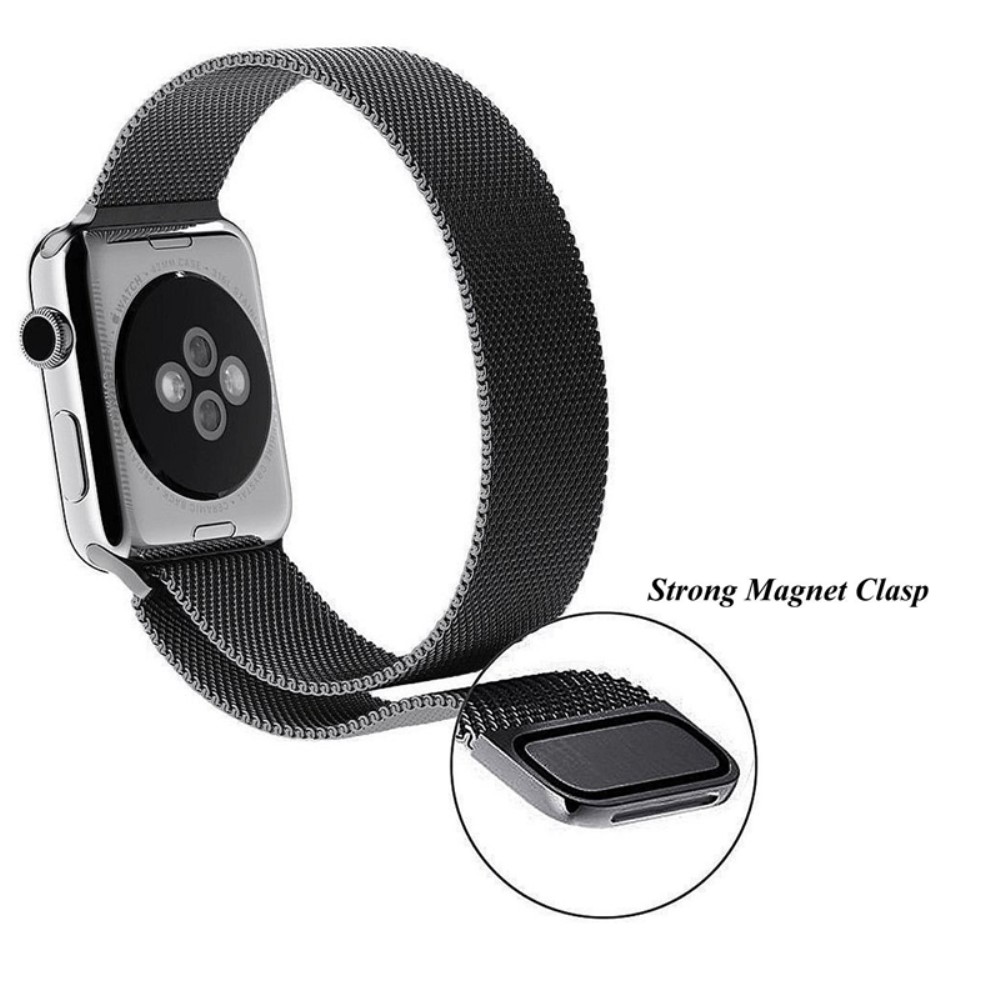  Milanese Loop Metall Armband Apple Watch 42/44/45/46/49 mm Svart