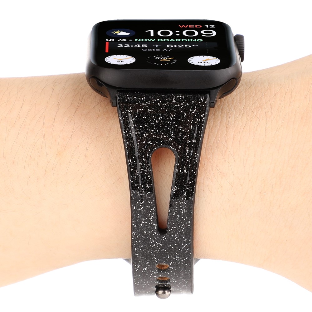  Äkta Läderarmband Apple Watch 42/41/40/38 mm - Svart