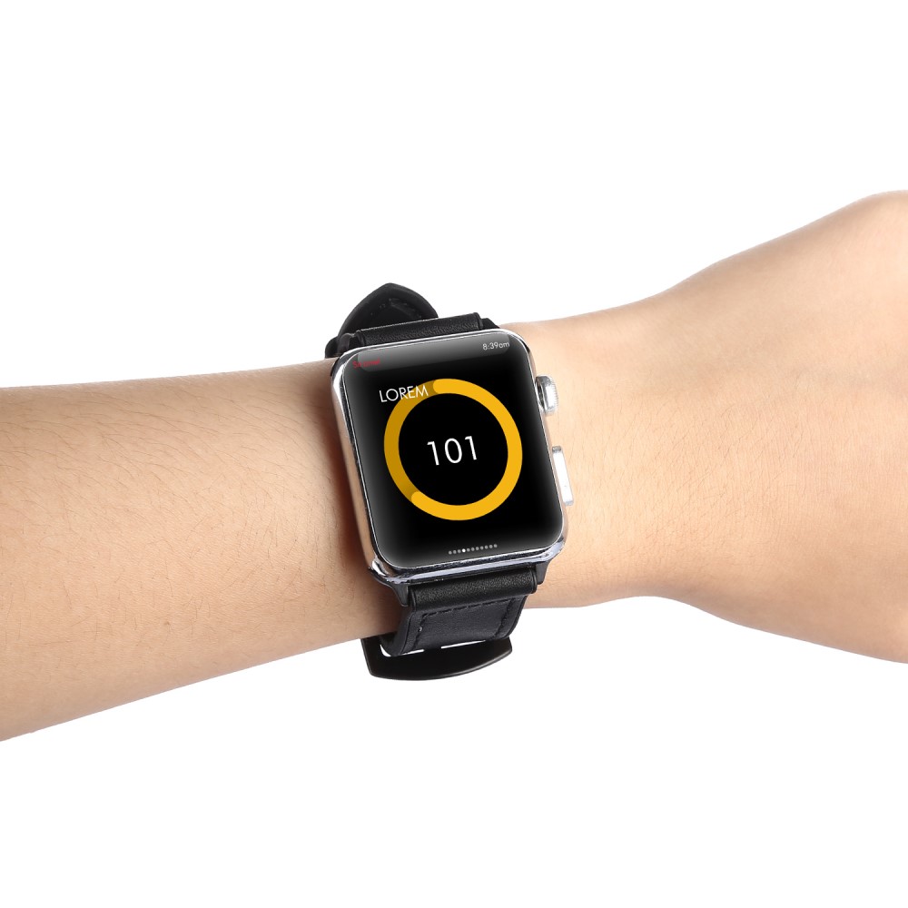  Läderarmband Apple Watch 42/41/40/38 mm - Svart