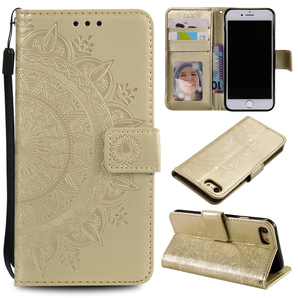  iPhone 7/8/SE (2020/2022) - Mandala Plånboksfodral - Guld