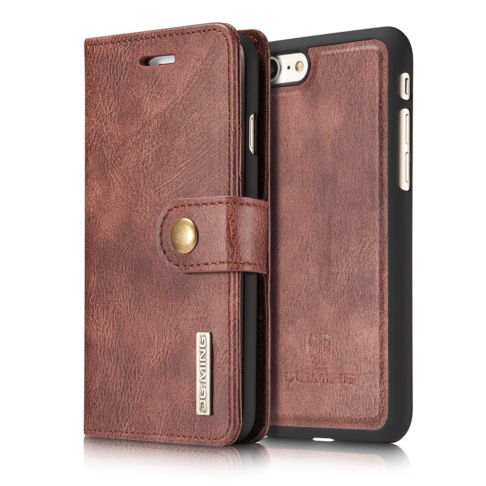 DG.MING iPhone 7/8/SE (2020/2022) - DG.MING Magnetskal/Plånboksfodral - Vinröd