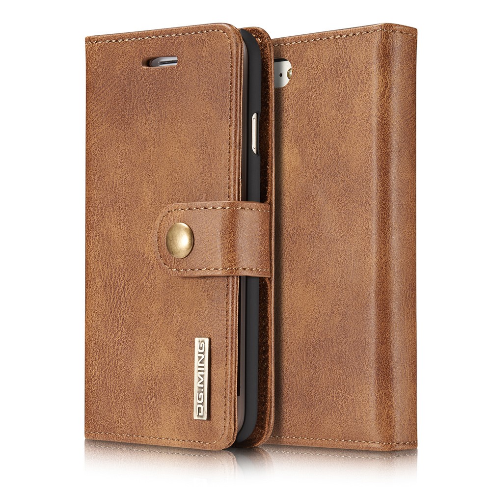 DG.MING iPhone 7/8/SE (2020/2022) - DG.MING Magnetskal/Plånboksfodral - Brun