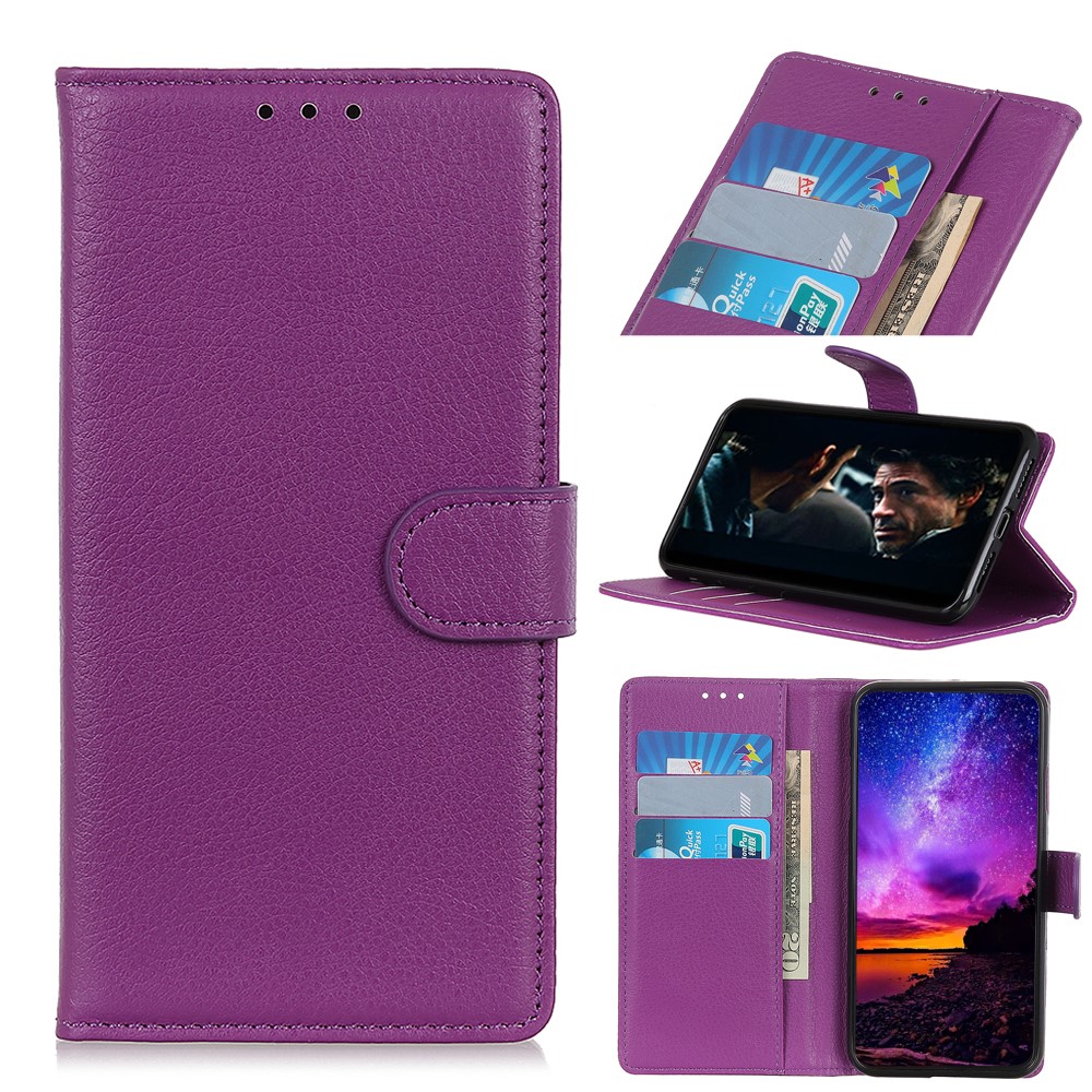  Motorola One Hyper - Litchi Plånboksfodral - Lila