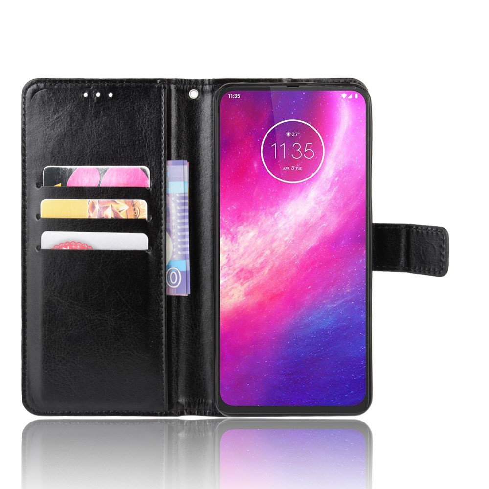  Motorola One Hyper - Crazy Horse Plånboksfodral - Svart