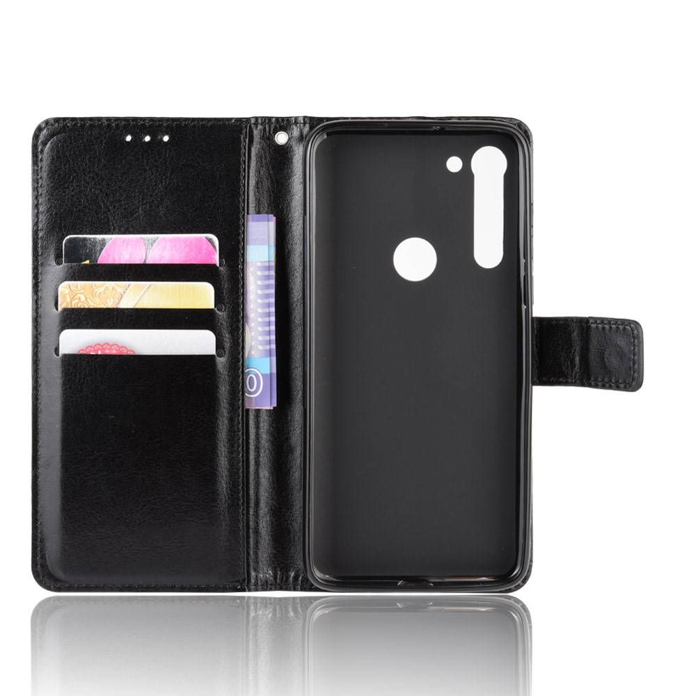 Motorola Moto G8 Power - Crazy Horse Plånboksfodral - Svart