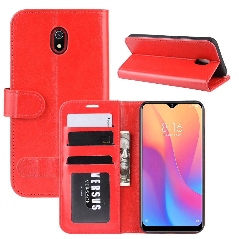  Xiaomi Redmi 8A - Crazy Horse Plånboksfodral - Röd