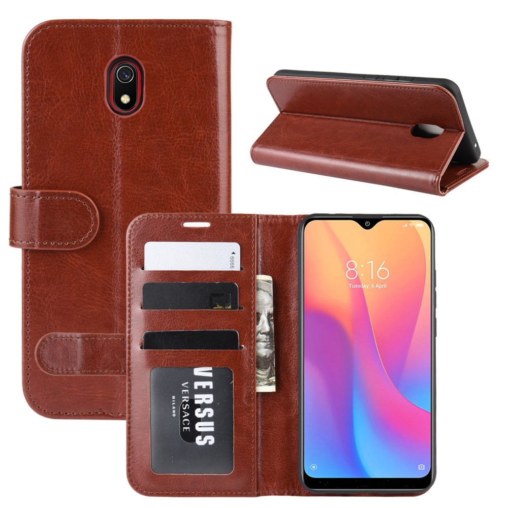  Xiaomi Redmi 8A - Crazy Horse Plånboksfodral - Brun