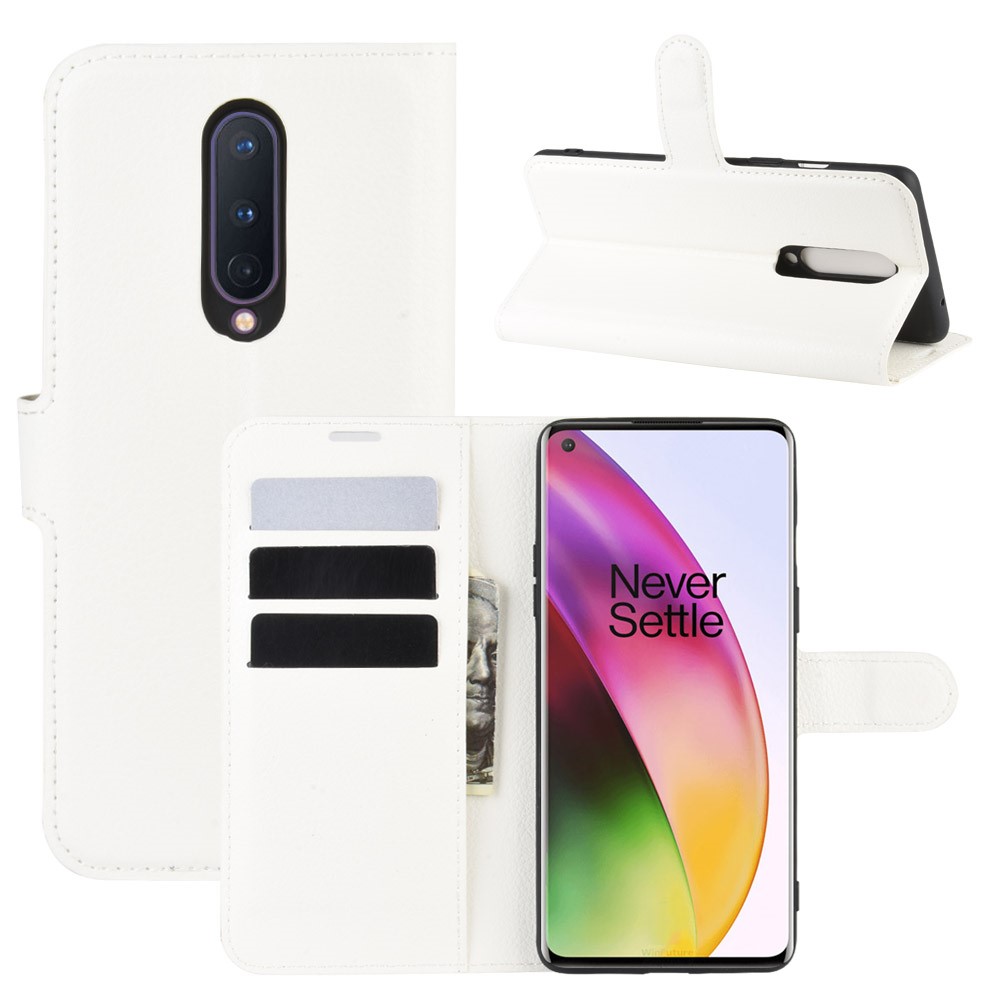  OnePlus 8 - Litchi Plånboksfodral - Vit