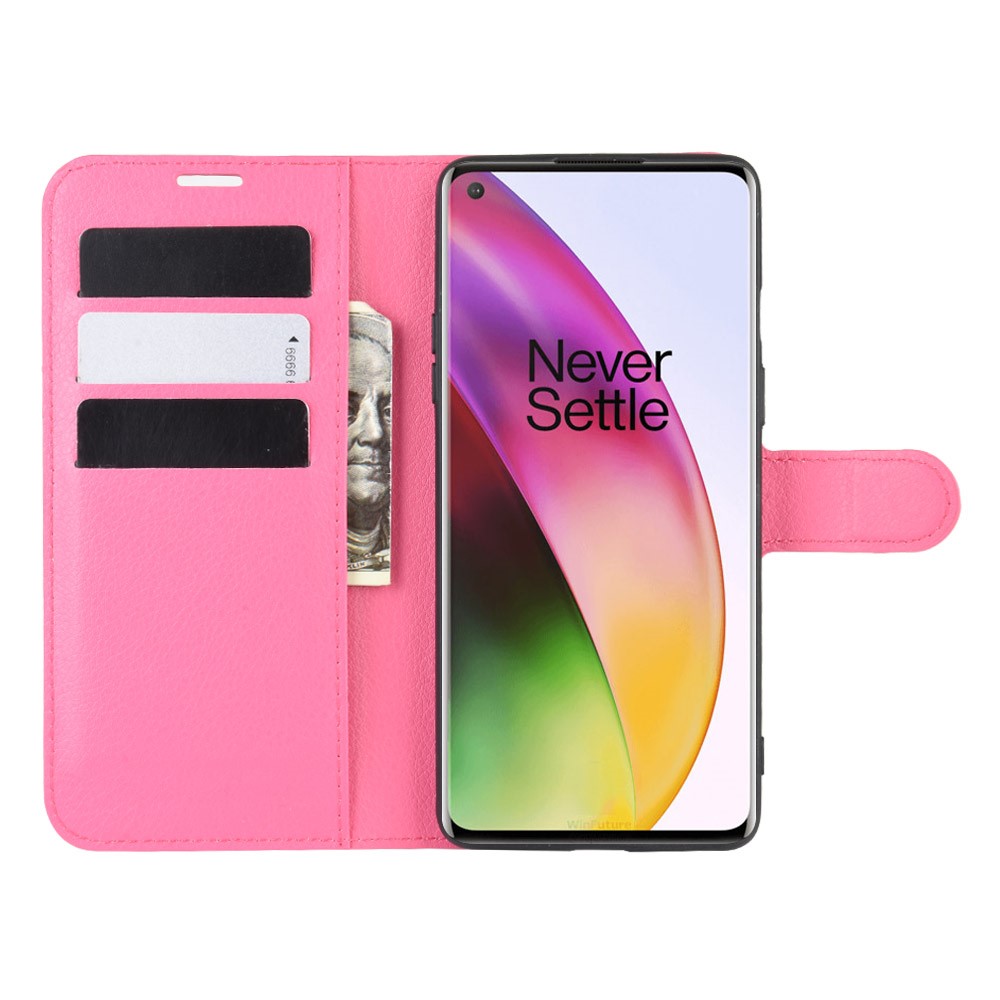  OnePlus 8 - Litchi Plånboksfodral - Rosa