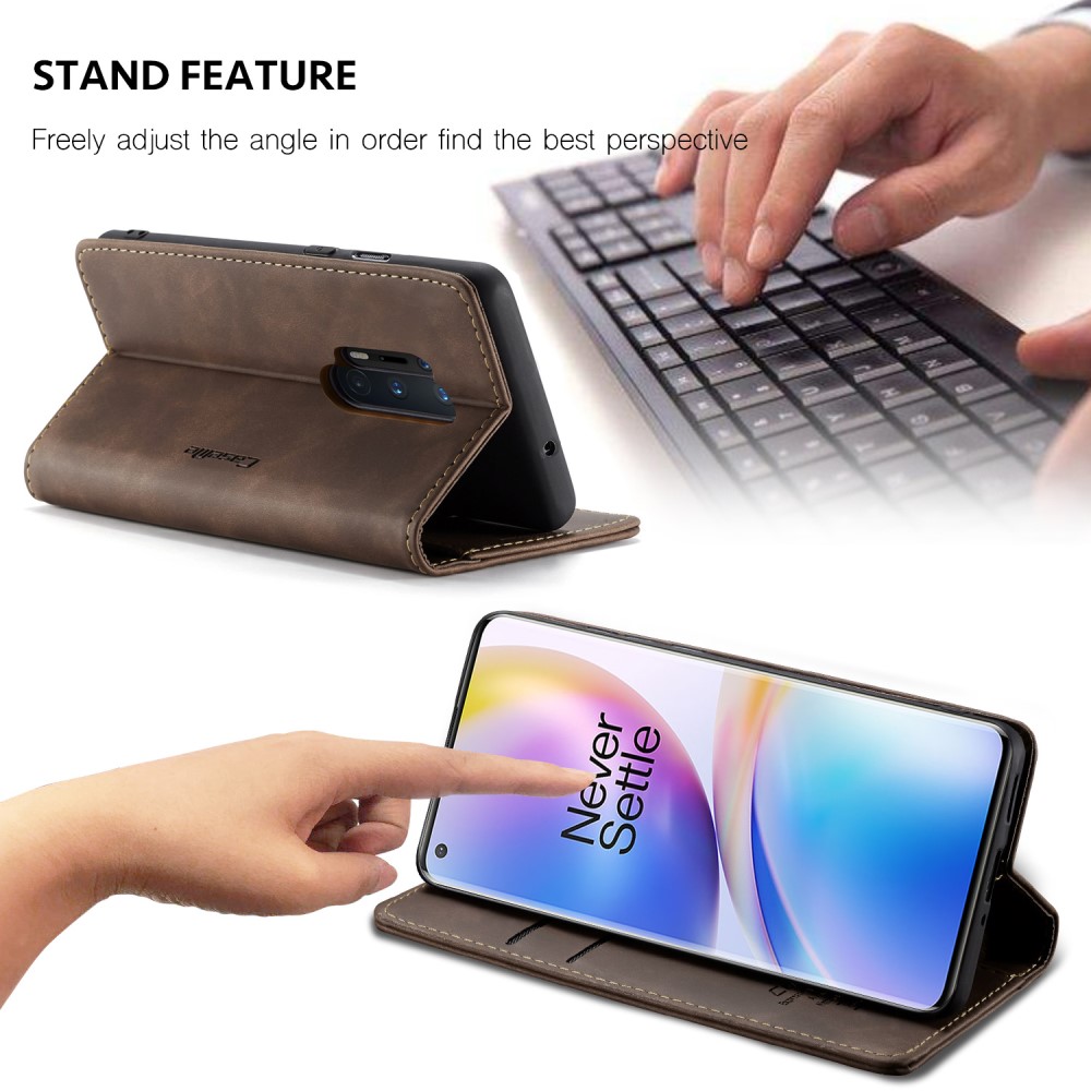 CASEME OnePlus 8 Pro - CASEME Plånboksfodral - Mörk Brun