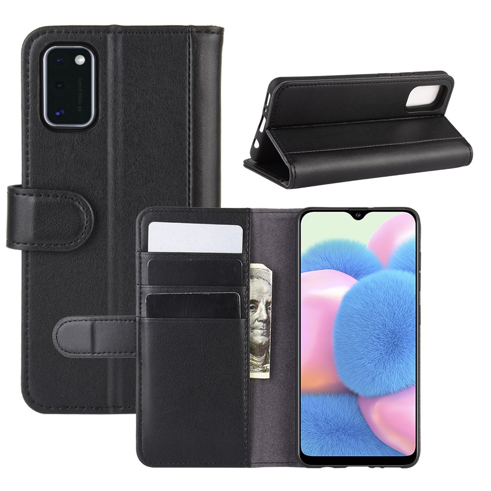  Samsung Galaxy A41 - Premium Split Läder Plånboksfodral - Svart