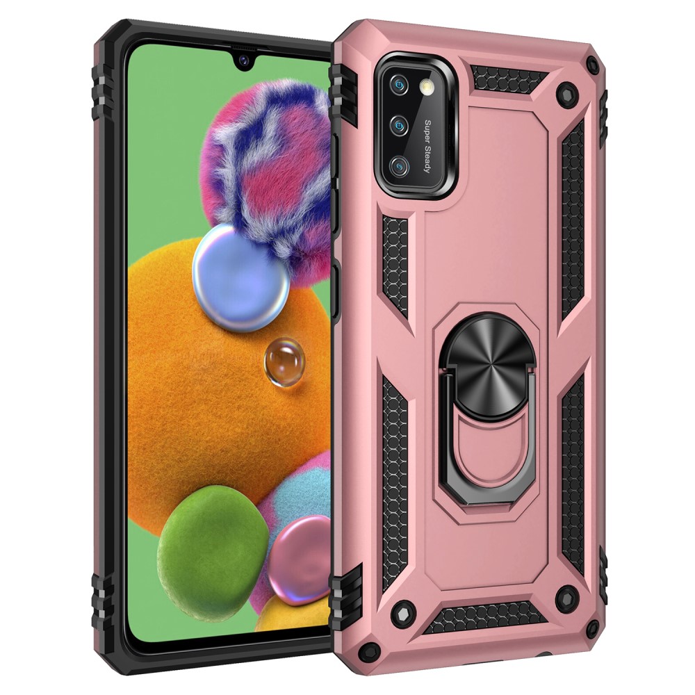  Samsung Galaxy A41 - Hybrid Armor Ring Skal - Roséguld
