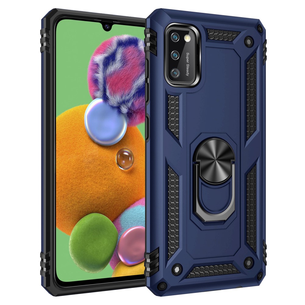  Samsung Galaxy A41 - Hybrid Armor Ring Skal - Blå