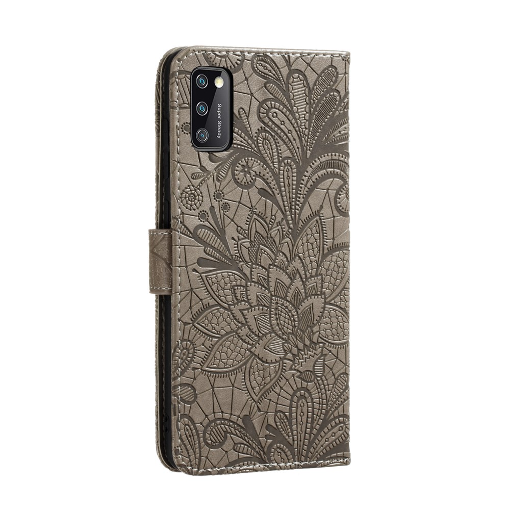  Samsung Galaxy A41 - Flower Plånboksfodral - Grå