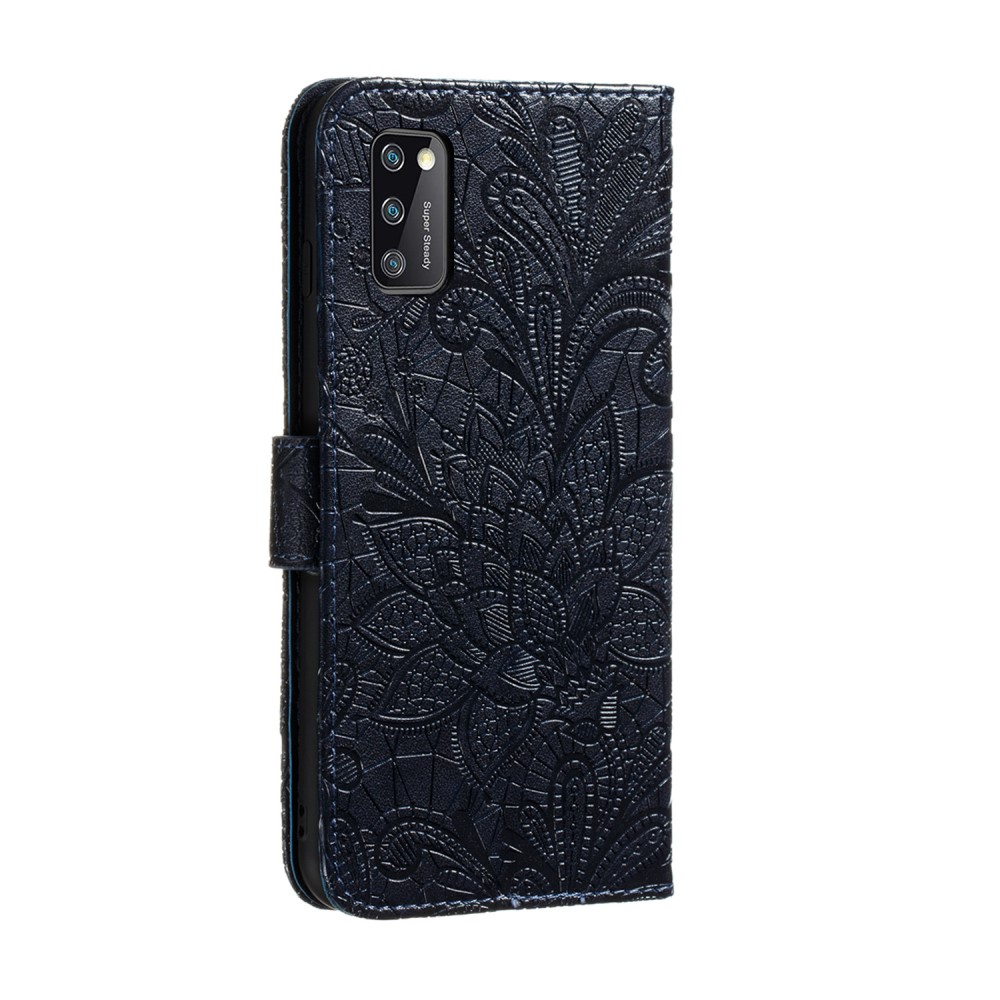  Samsung Galaxy A41 - Flower Plånboksfodral - Mörk Blå