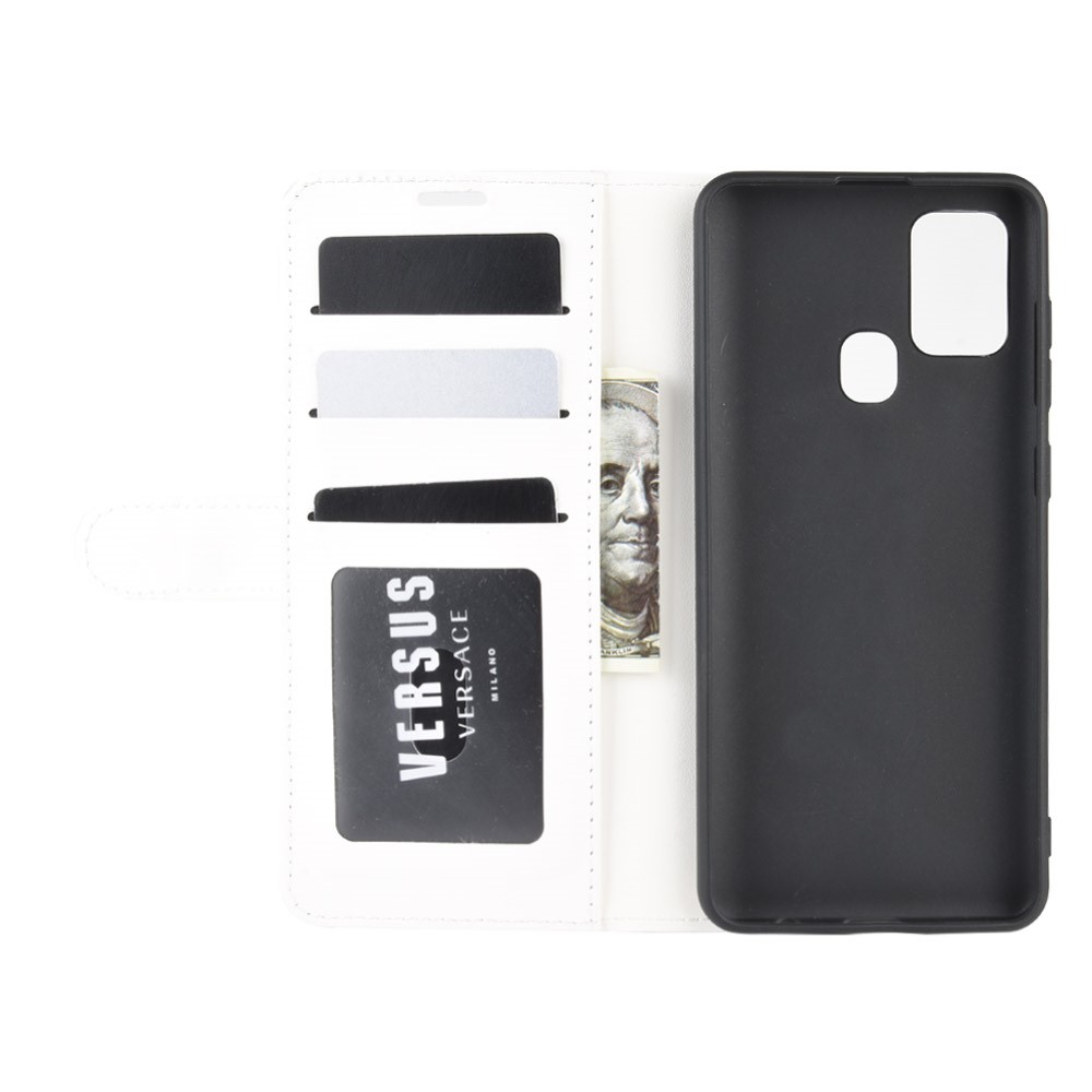  Samsung Galaxy A21s - Crazy Horse Plånboksfodral - Vit