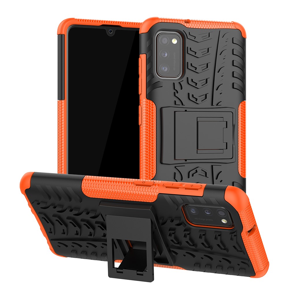  Samsung Galaxy A41 - Ultimata Stöttåliga Skalet med Stöd - Orange