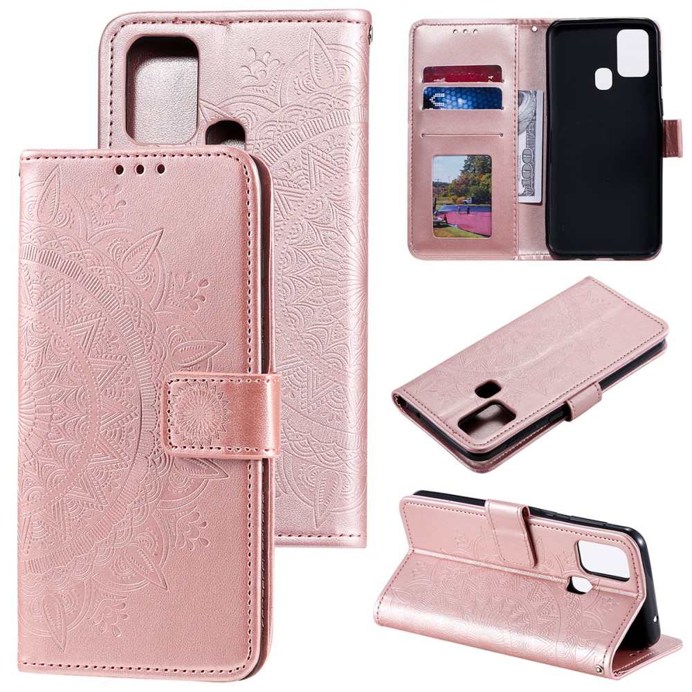  Samsung Galaxy A21s - Mandala Plånboksfodral - Roséguld