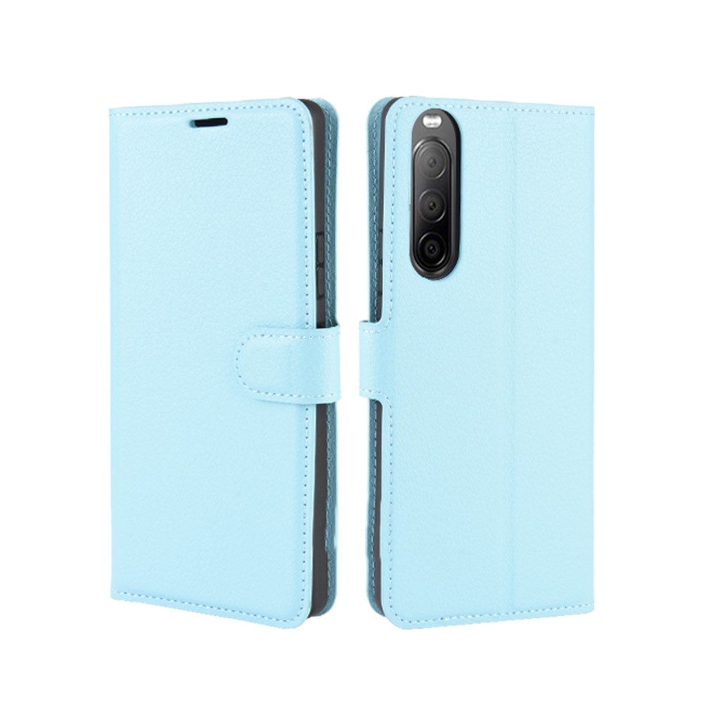  Sony Xperia 10 II - Litchi Fodral - Ljus Blå