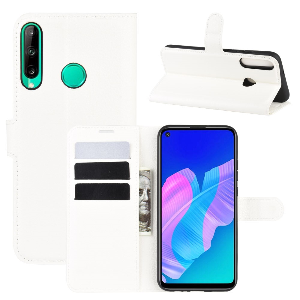  Huawei P40 Lite E - Litchi Plånboksfodral - Vit