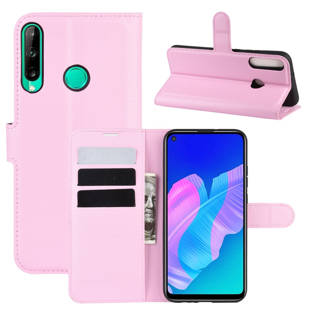  Huawei P40 Lite E - Litchi Plånboksfodral - Ljus Rosa