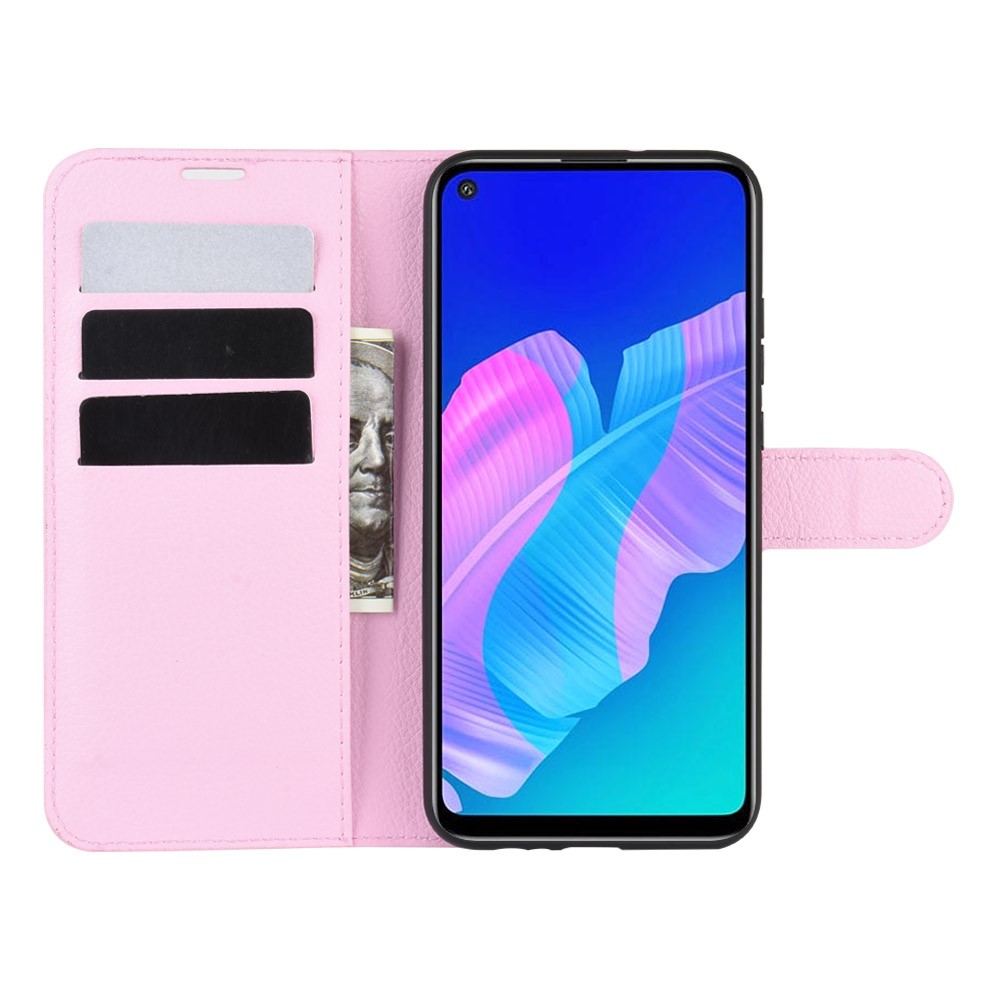  Huawei P40 Lite E - Litchi Plånboksfodral - Ljus Rosa