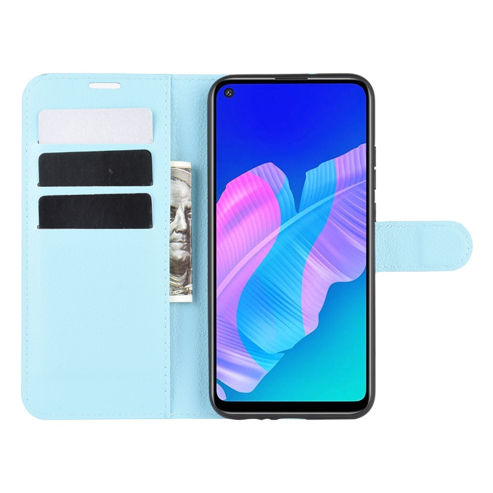  Huawei P40 Lite E - Litchi Plånboksfodral - Ljus Blå