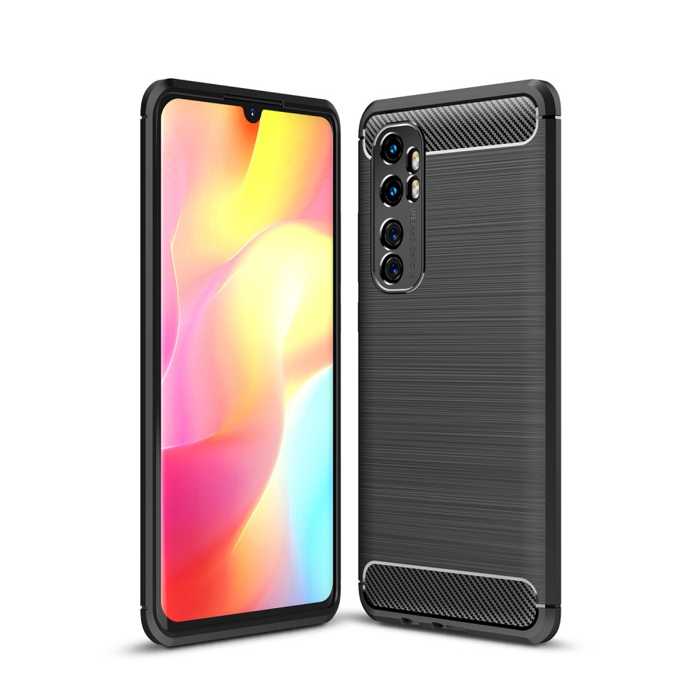  Xiaomi Mi Note 10 Lite - Borstad Stål Textur Skal - Svart