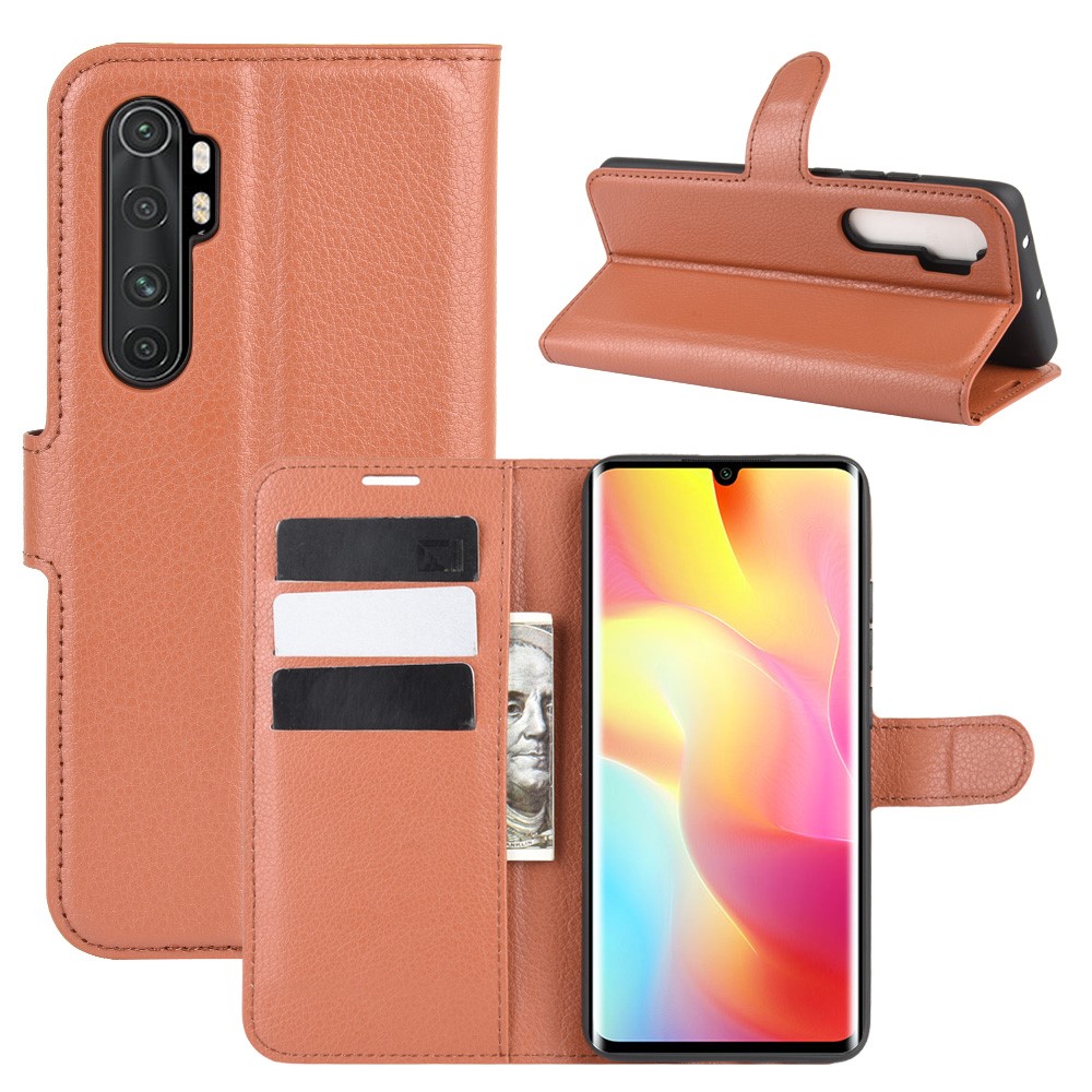  Xiaomi Mi Note 10 Lite - Litchi Plånboksfodral - Brun