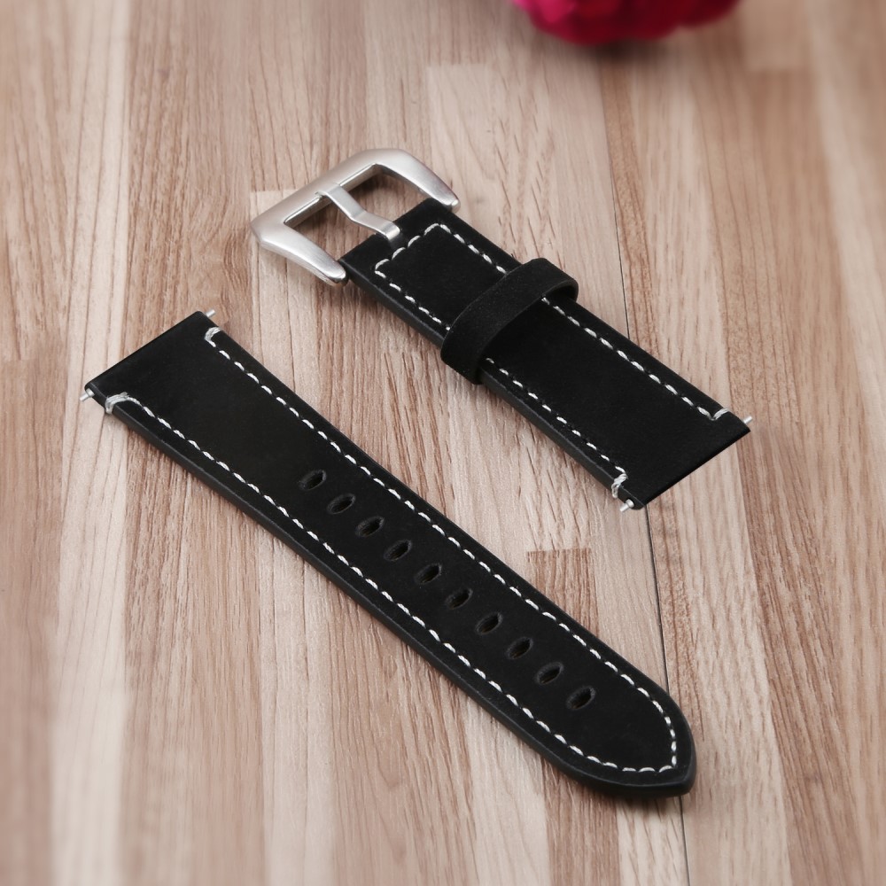  Äkta Läder Armband Fitbit Versa/Versa 2 - Svart