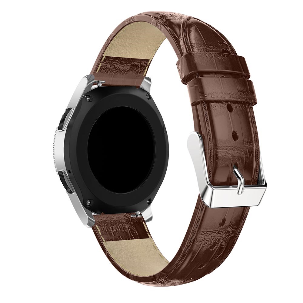  Äkta Läder Armband Krokodil Textur - Brun (22mm)